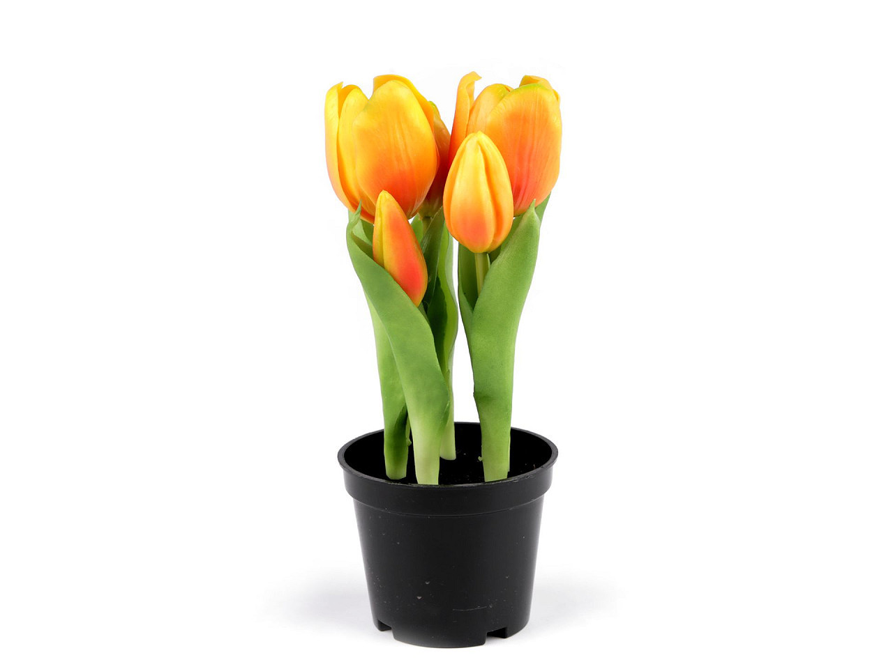 Umělé tulipány v květináči, barva 4 žlutá
