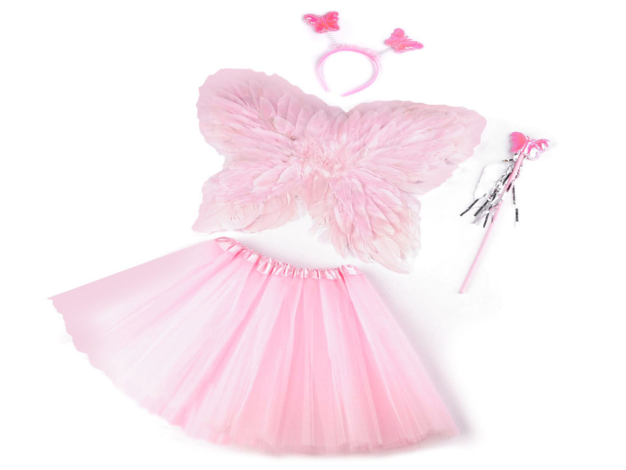 Karnevalový kostým - víla, péřová křídla, barva 2 růžová sv.