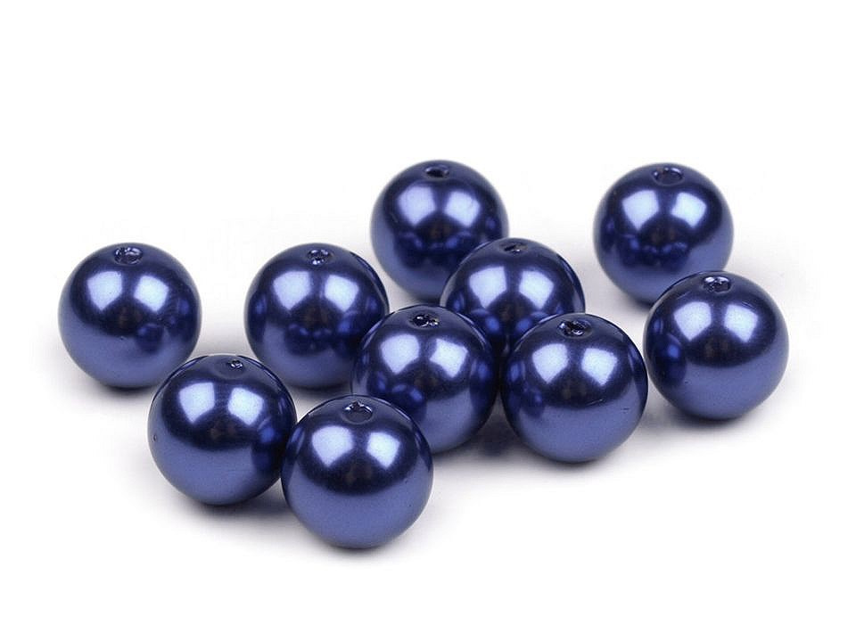 Plastové voskové korálky / perly Glance Ø12 mm, barva F59 modrá berlínská