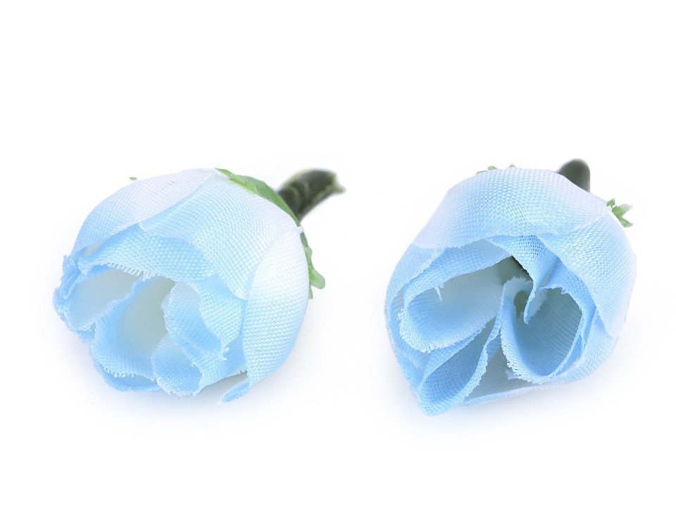 Umělý květ růže Ø2 cm, barva 6 modrá sv.
