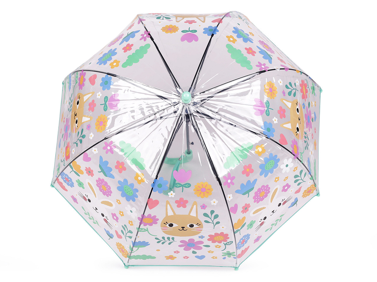 Dětský průhledný vystřelovací deštník, barva 3 mint
