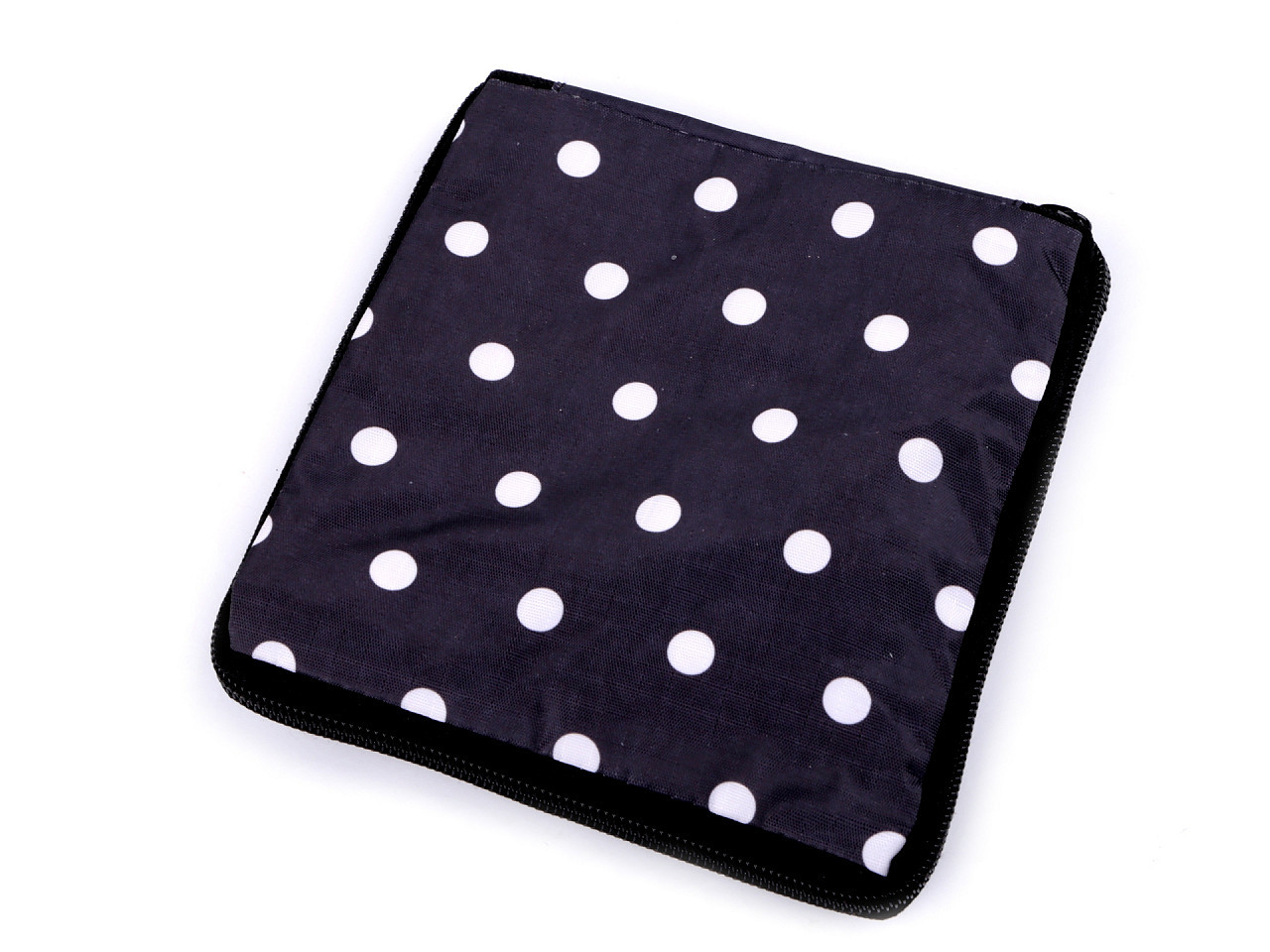 Skládací nákupní taška se zipem pevná 38x44 cm, barva 45 černá puntíky