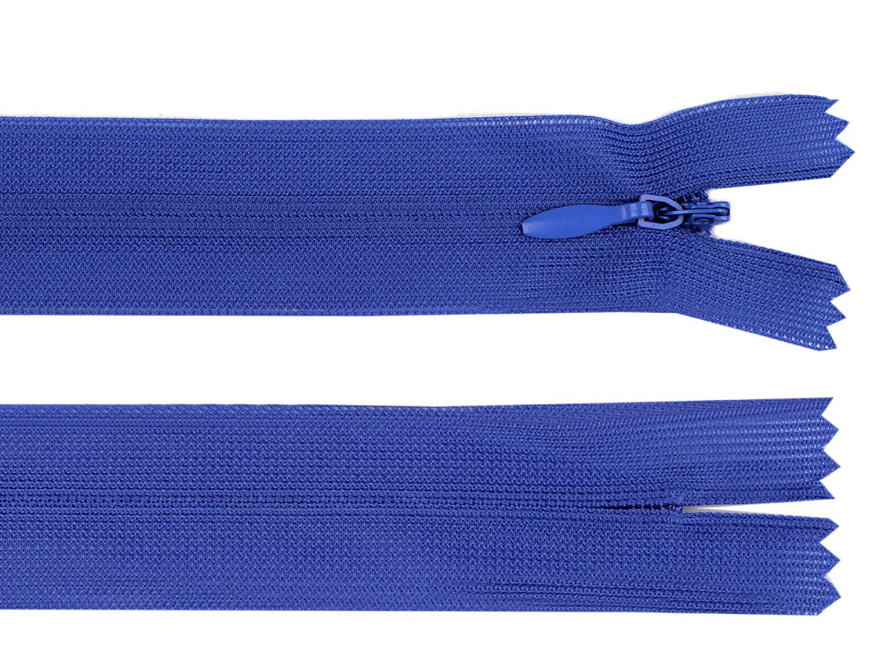 Spirálový zip skrytý šíře 3 mm délka 65 cm dederon, barva 340 modrá královská