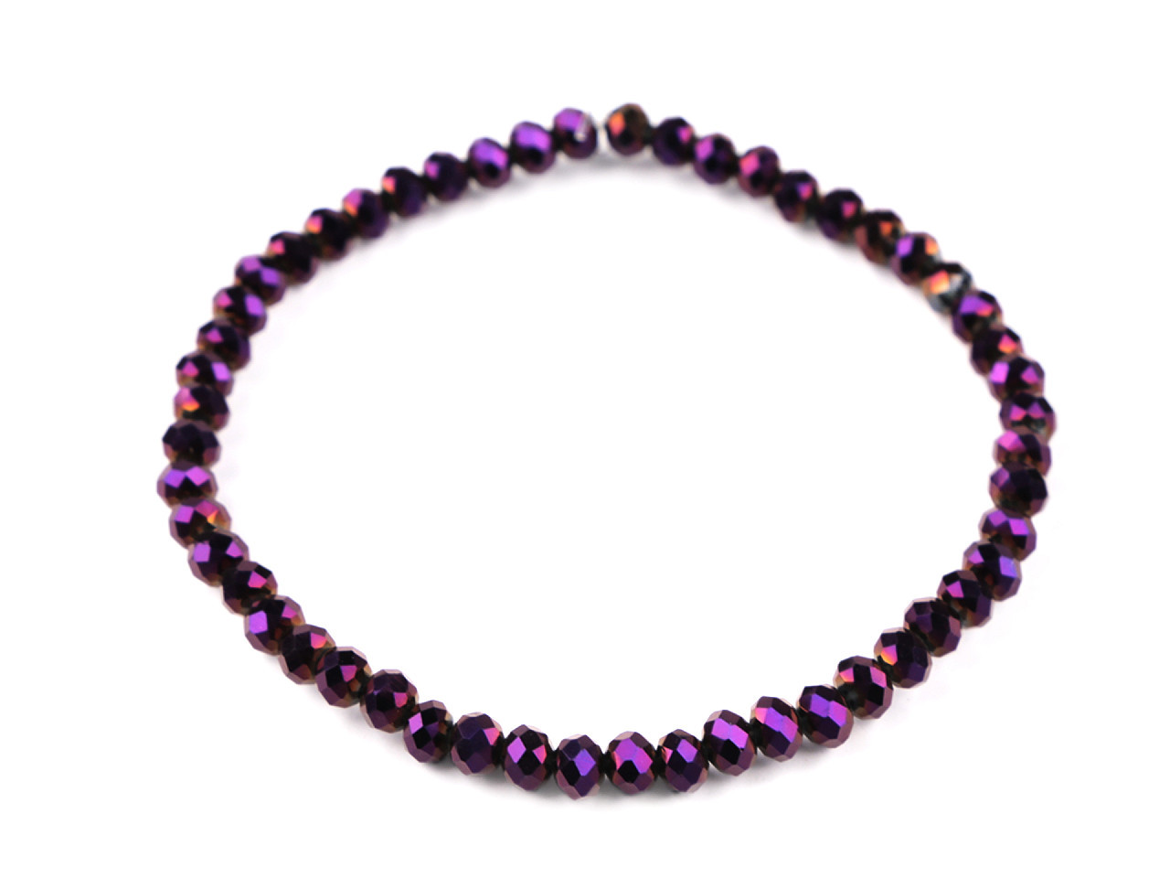 Náramek pružný z broušených korálků, barva 17 fialová purpura