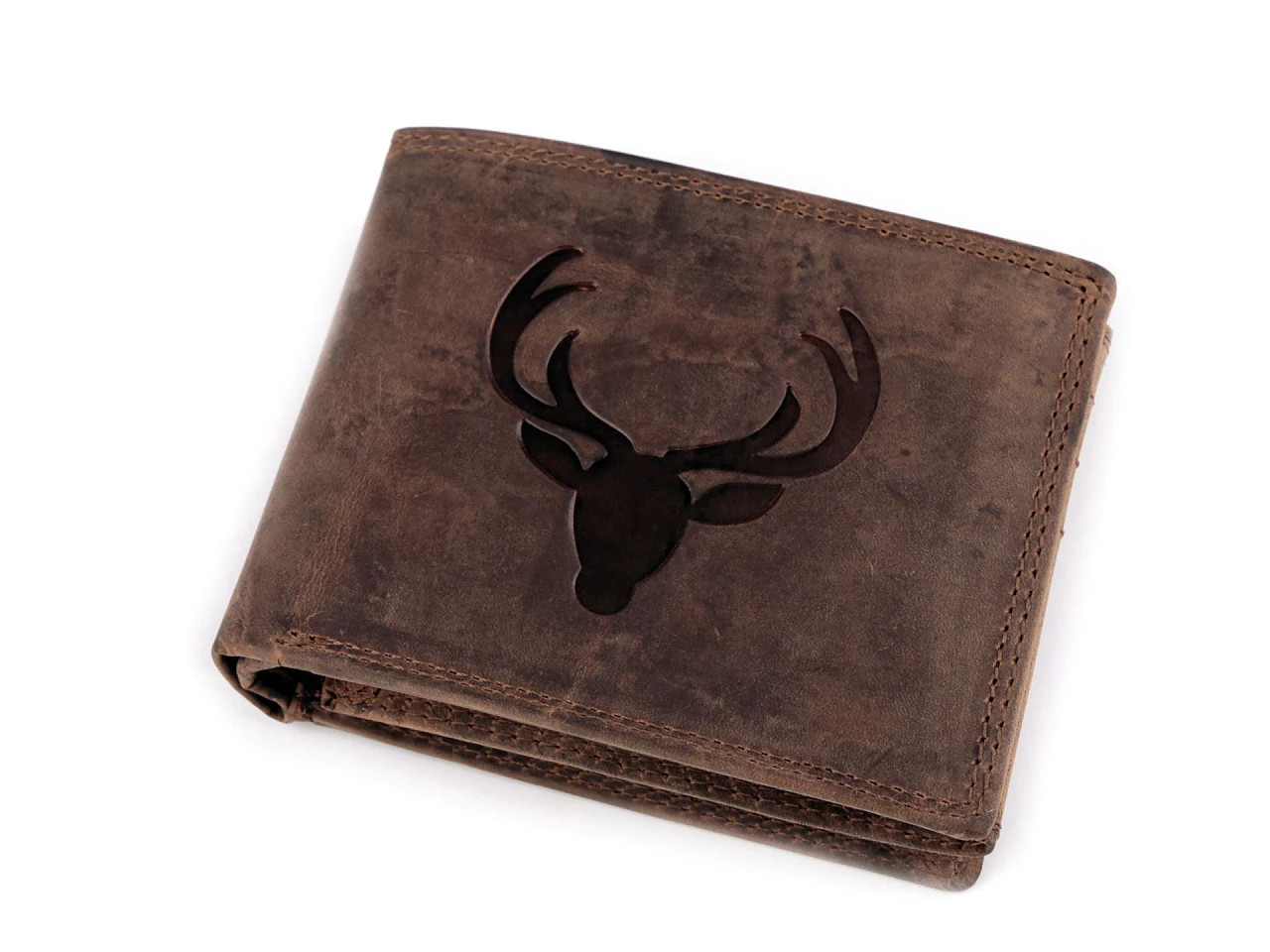 Pánská peněženka kožená pro myslivce, rybáře, motorkáře 9,5x12 cm, barva 20 hnědá světlá jelen