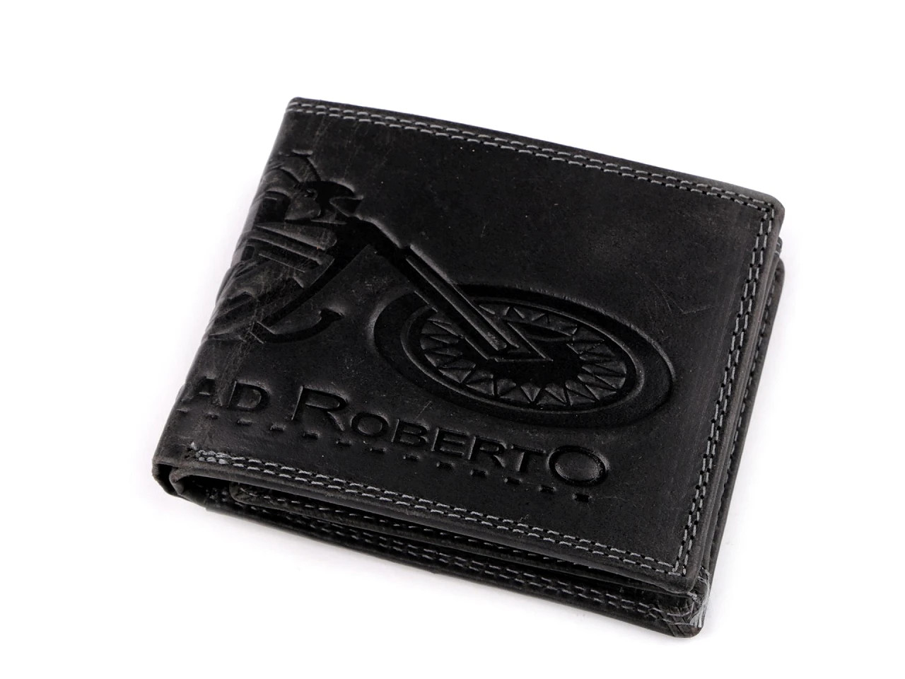 Pánská peněženka kožená pro myslivce, rybáře, motorkáře 9,5x12 cm, barva 26 černá motorka