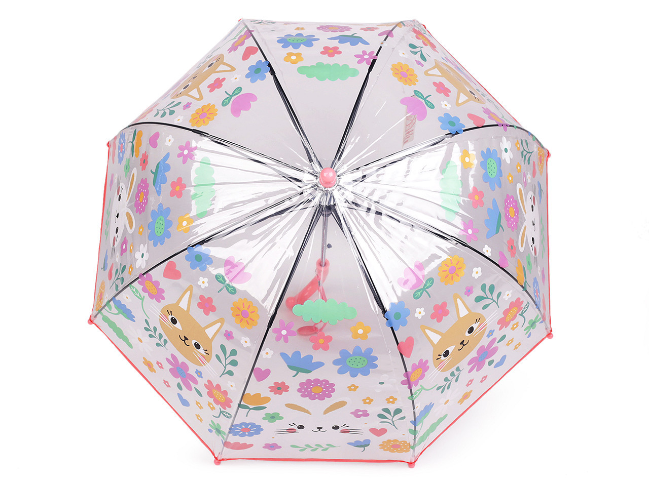 Dětský průhledný vystřelovací deštník, barva 1 korálová světlá
