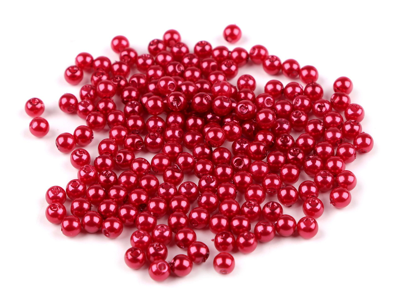 Plastové voskové korálky / perly Glance Ø5 mm, barva F78 červená světlá perlová