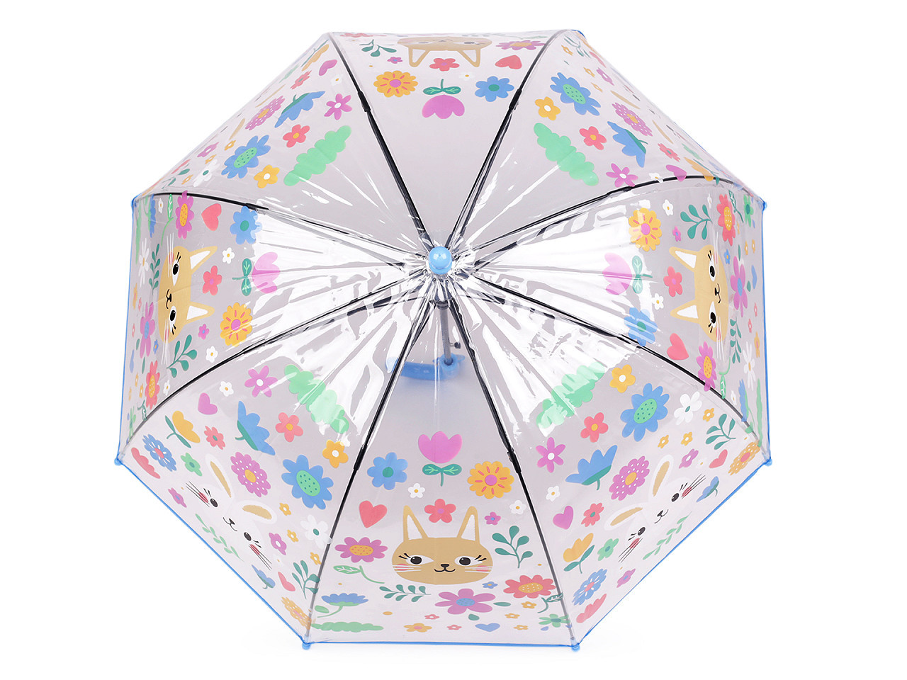 Dětský průhledný vystřelovací deštník, barva 4 modrá světlá