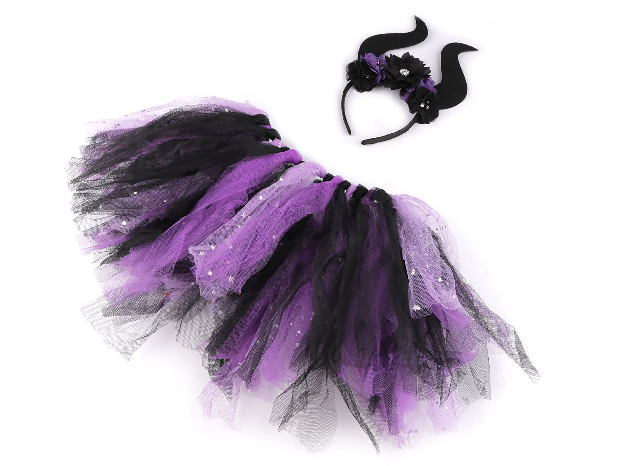 Karnevalový kostým - královna černé magie, barva fialová černá