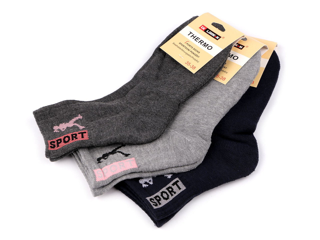 Dámské bavlněné ponožky thermo sportovní, barva 5 (35-38) mix