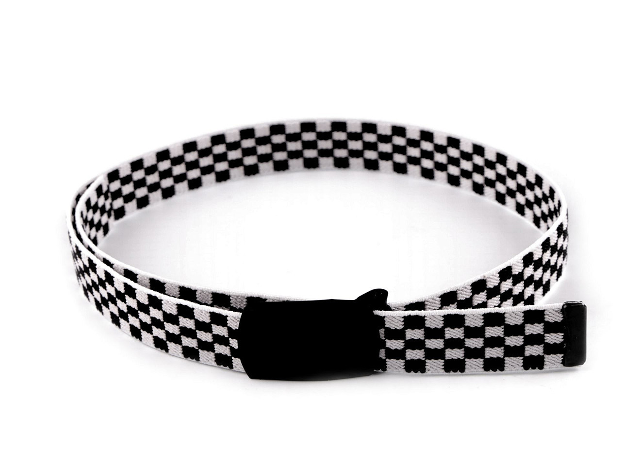 Dětský pásek s kovovou sponou šíře 2,6 cm, barva 6 černá bílá