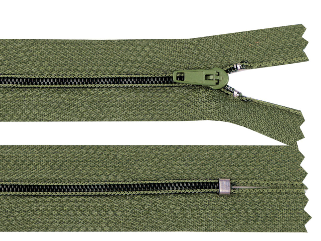 Spirálový zip šíře 3 mm délka 18 cm pinlock, barva 268 olivová zeleň