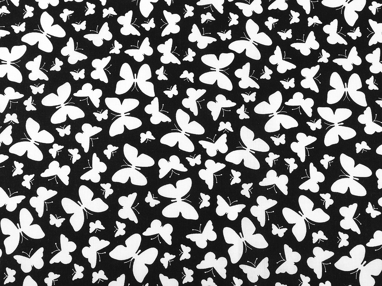 Bavlněná látka / plátno motýl, barva 2 (673) černá