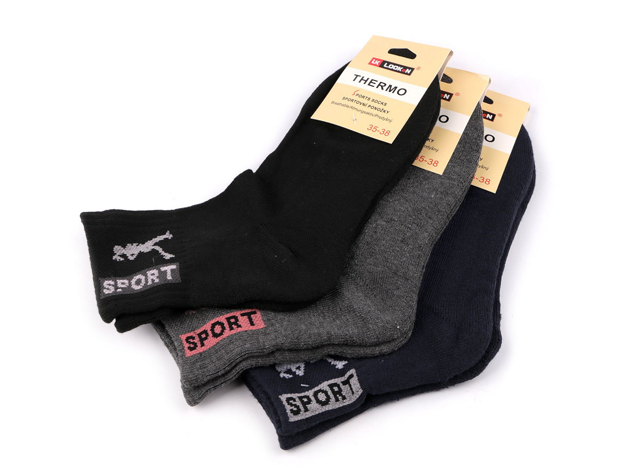 Dámské bavlněné ponožky thermo sportovní, barva 6 (35-38) mix