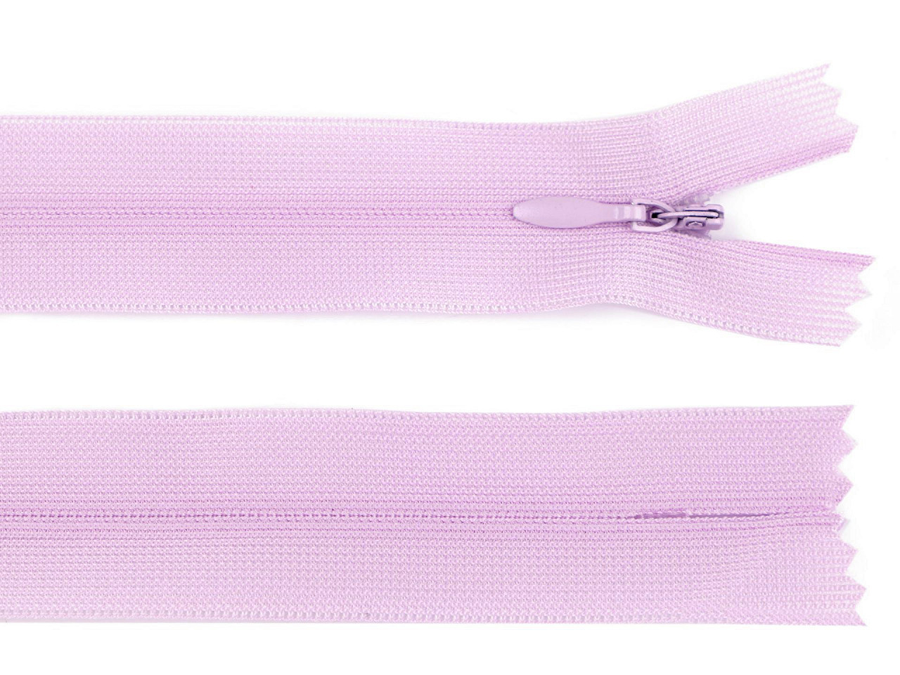 Spirálový zip skrytý šíře 3 mm délka 30 cm dederon, barva 165 fialová sv.