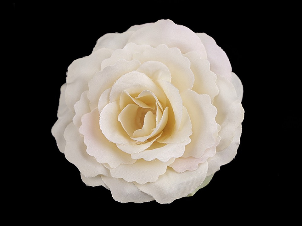 Umělý květ růže Ø8 cm, barva 1 krémová světlá