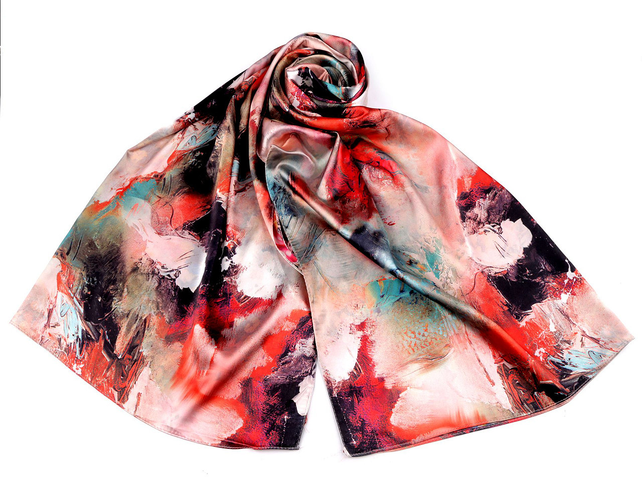Saténový šátek / šála 70x165 cm, barva 31 červená