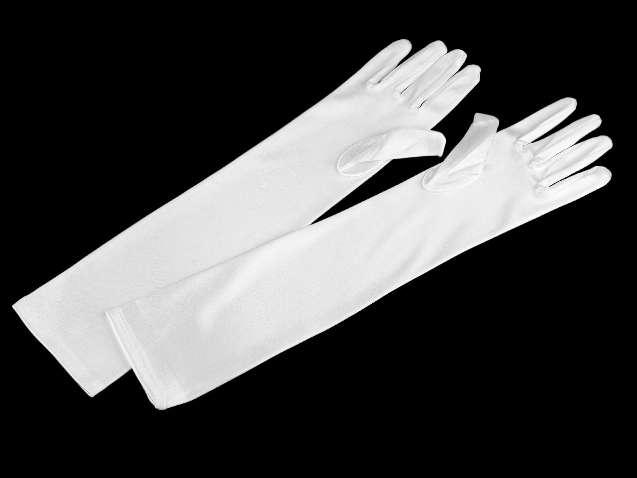 Fotografie Dlouhé společenské rukavice saténové, barva 3 (43 cm) bílá