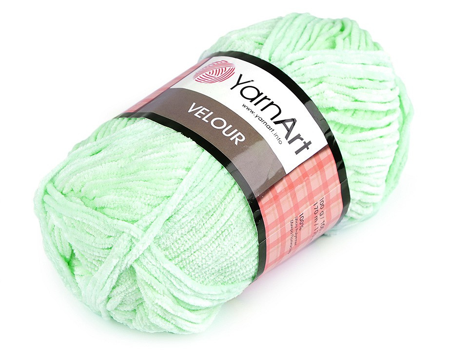 Pletací žinylková příze Velour 100 g, barva 6 (845) mint