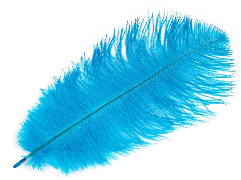 Pštrosí peří délka cca 20-25 cm, barva 10 modrá sytá