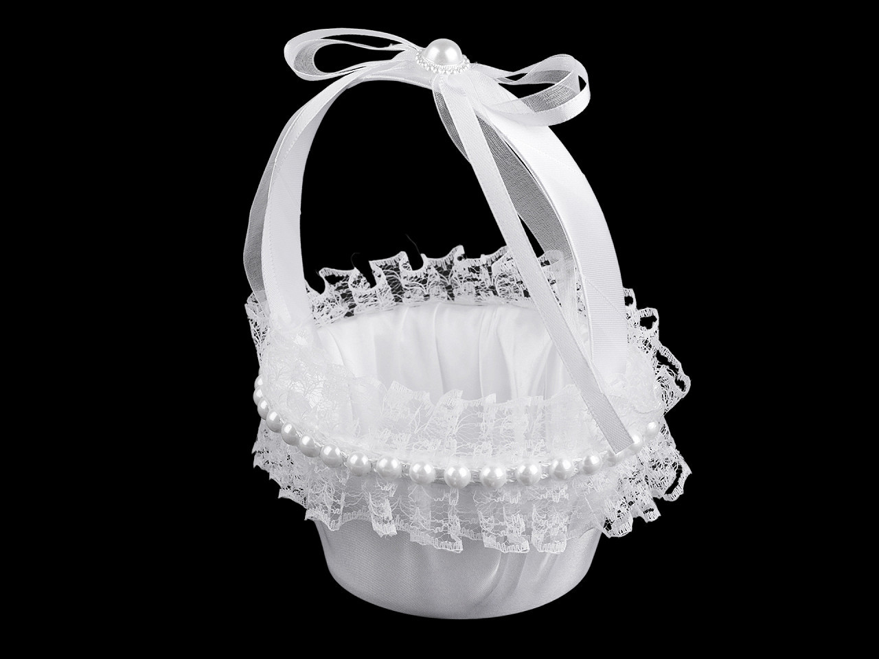 Svatební saténový košíček pro družičky mini, barva bílá