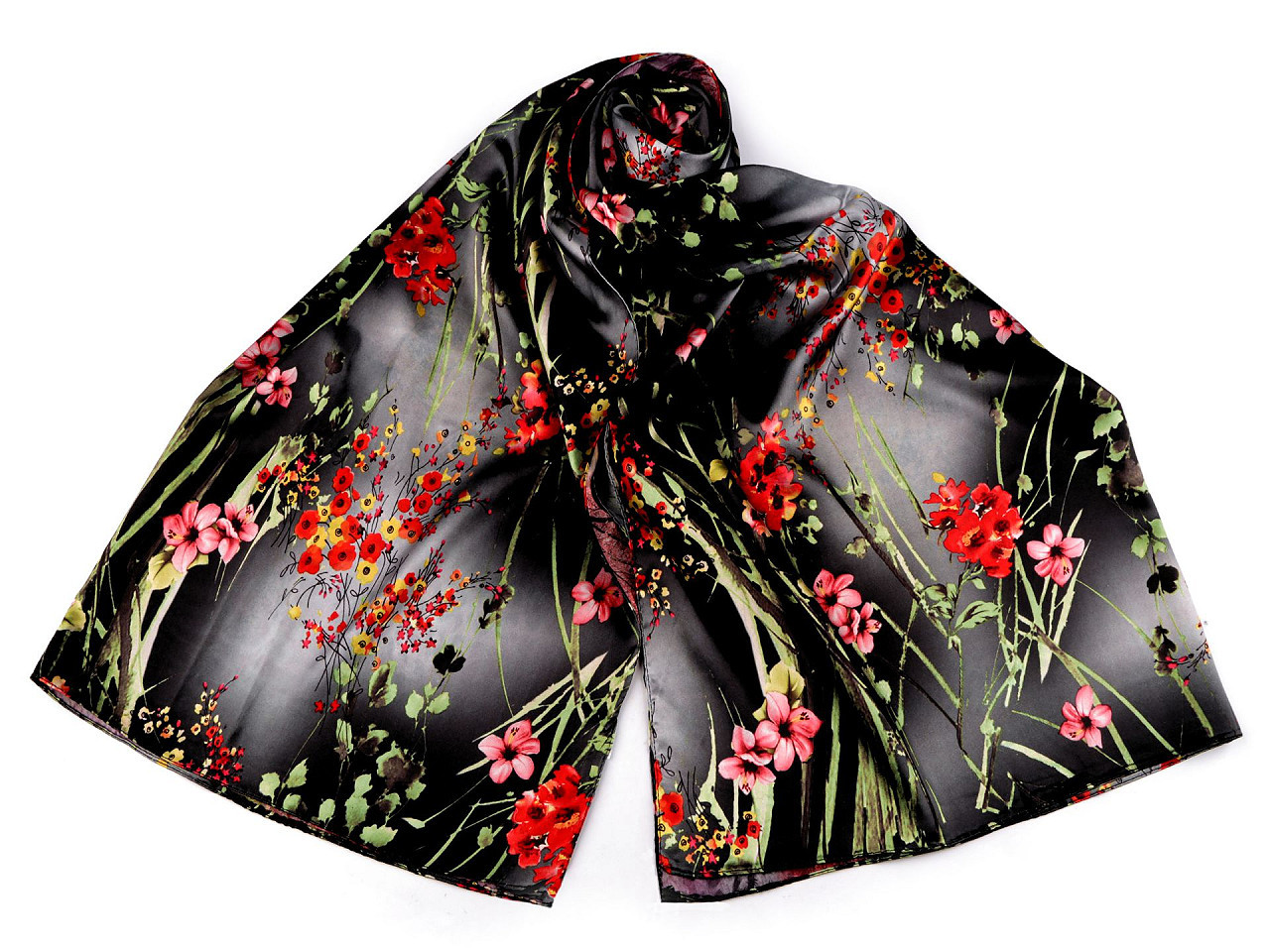 Saténový šátek / šála 70x165 cm, barva 34 šedá