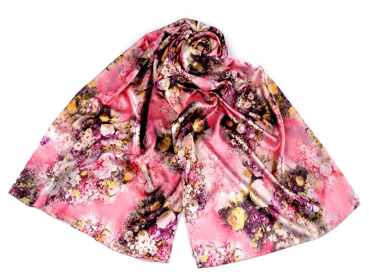 Saténový šátek / šála 70x165 cm, barva 50 růžová sv.