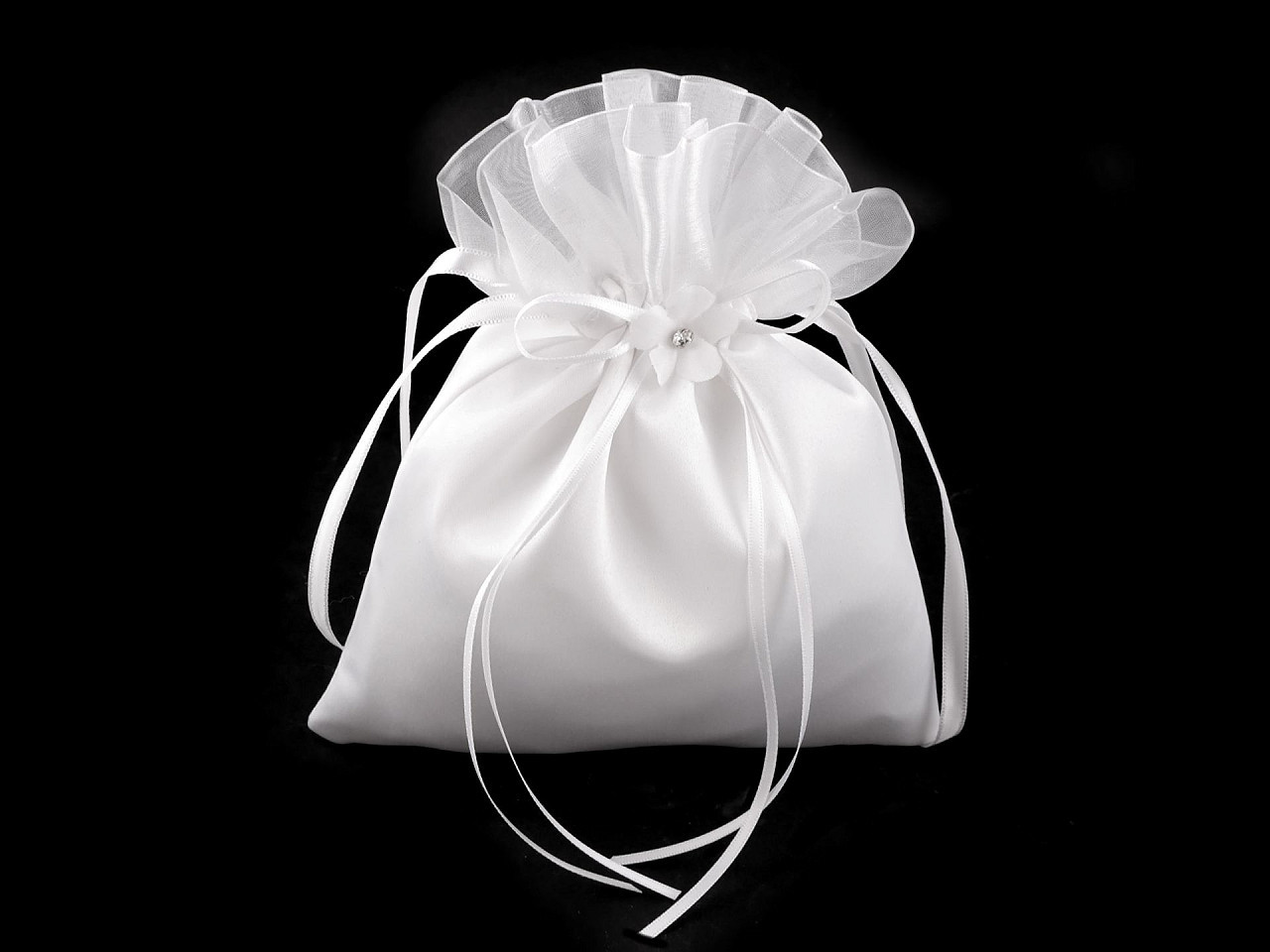 Saténová kabelka pompadour pro družičky, barva 2 bílá květ