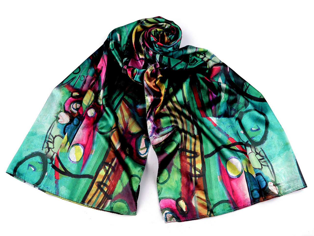 Saténový šátek / šála 70x165 cm, barva 28 zelená smaragdová