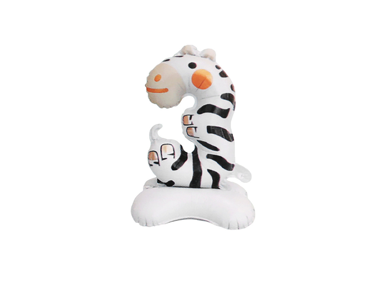 Narozeninové nafukovací číslice stojící - zvířátka, barva 3 bílá zebra