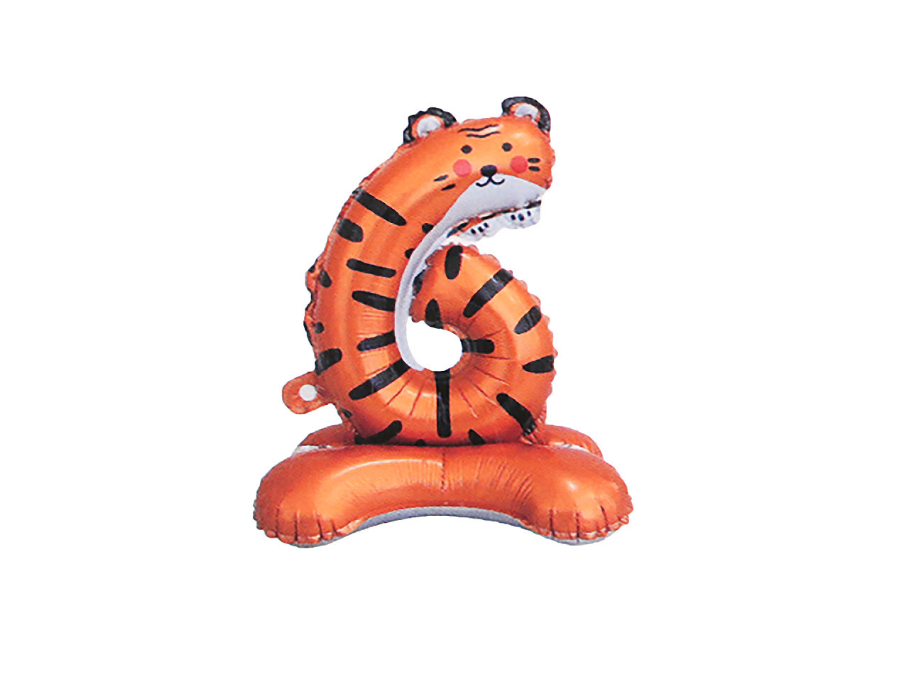 Narozeninové nafukovací číslice stojící - zvířátka, barva 6 oranžová tygr