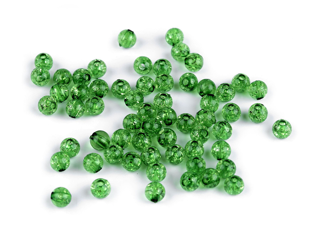 Plastové korálky kraklované Ø6 mm, barva 8 zelená
