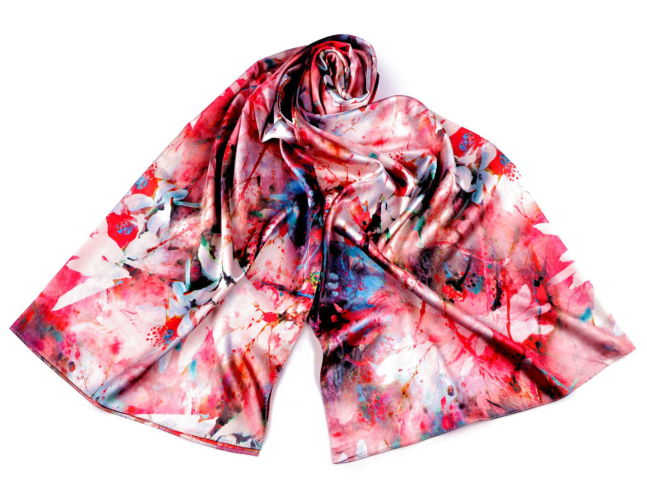 Saténový šátek / šála 70x165 cm, barva 35 pink