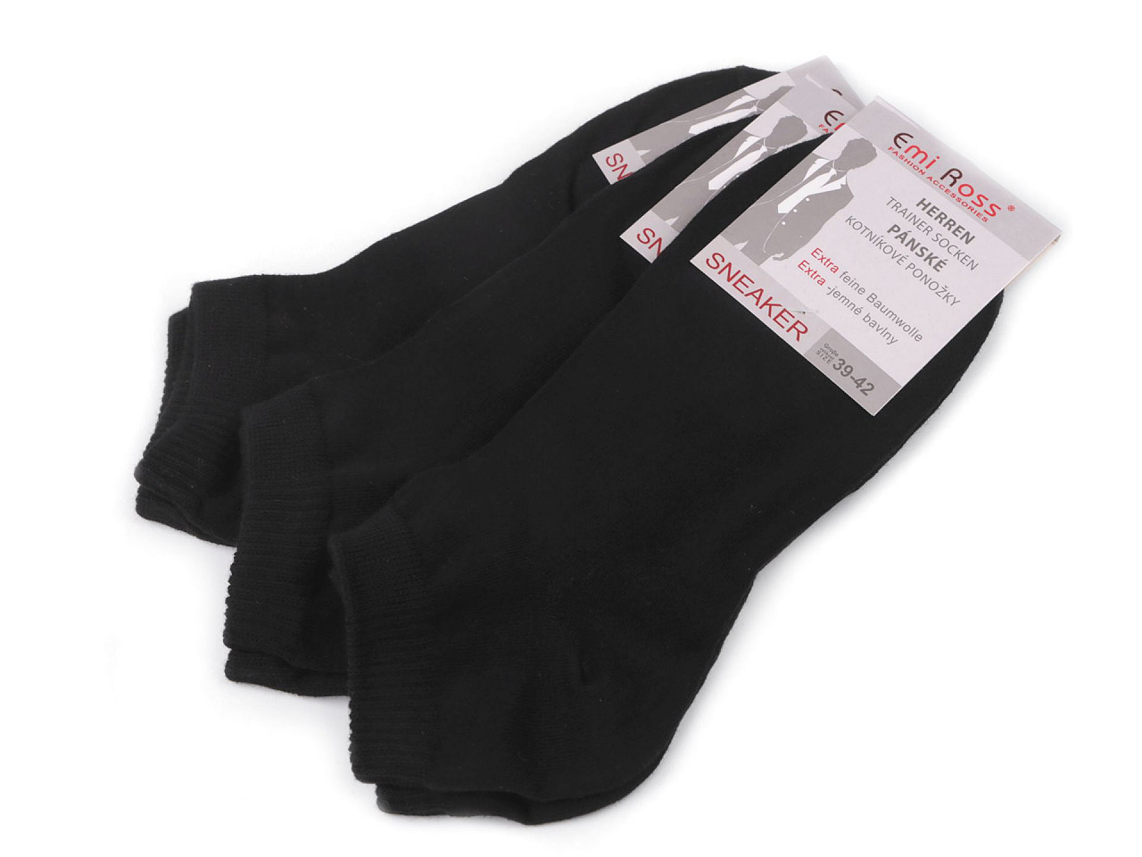 Pánské bavlněné ponožky kotníkové, barva 1 (vel. 39-42) černá