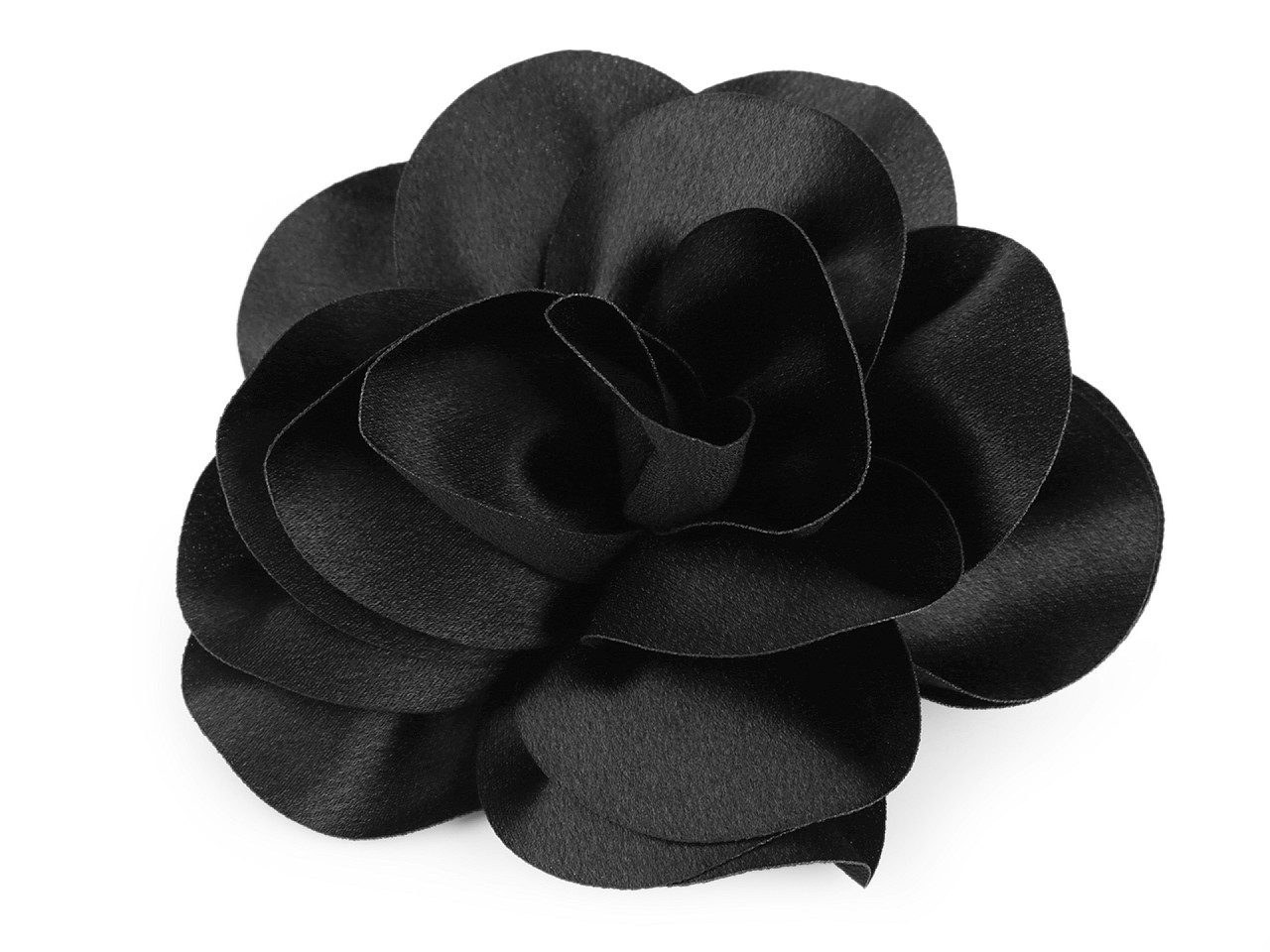 Brož / ozdoba do vlasů saténový květ Ø14,5 cm, barva 7 černá