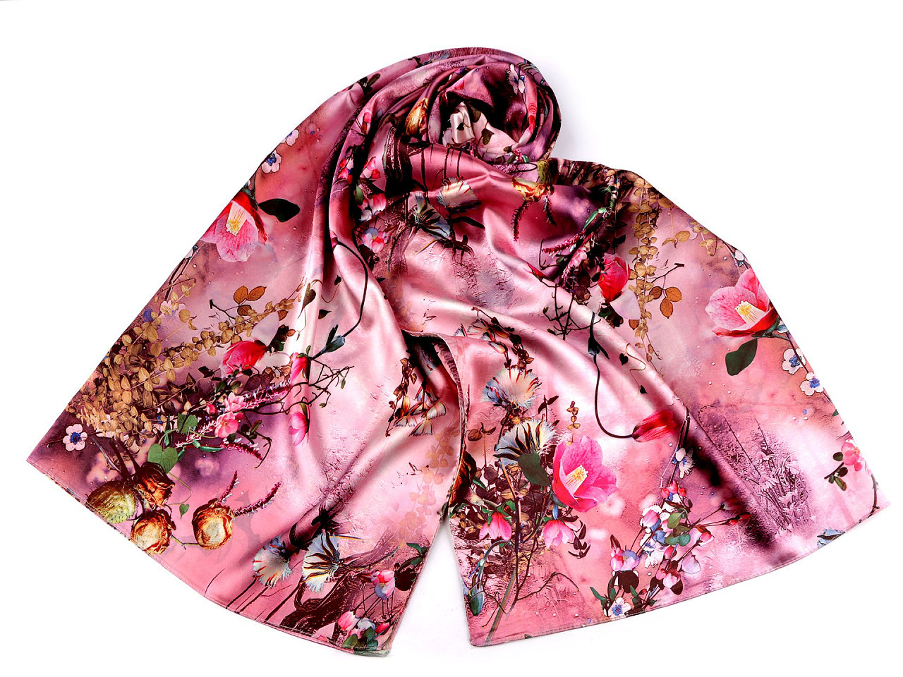 Saténový šátek / šála 70x165 cm, barva 36 starorůžová