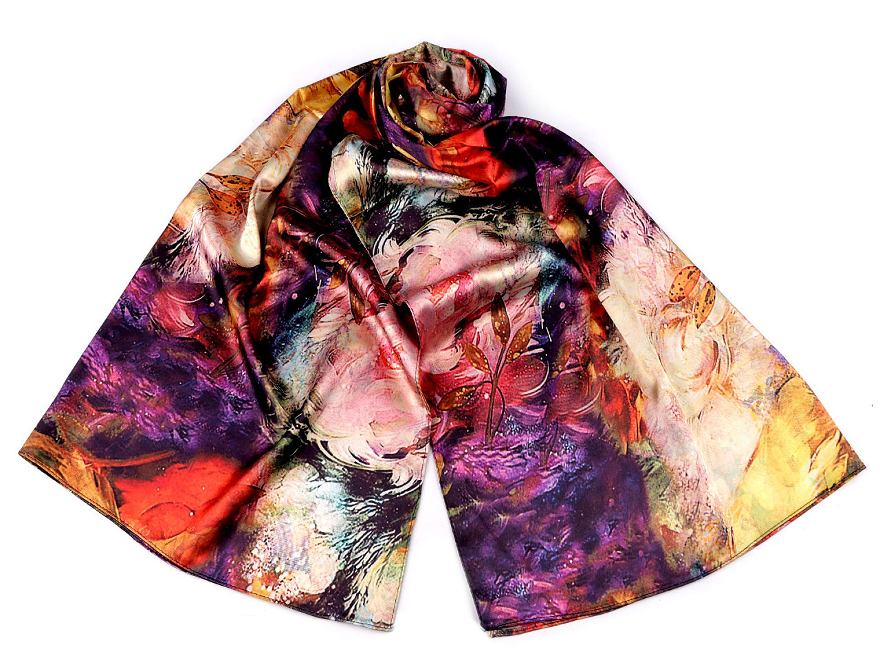 Saténový šátek / šála 70x165 cm, barva 33 fialová tmavá