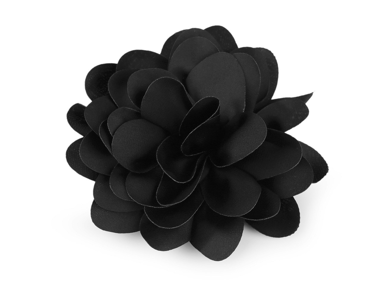 Brož / ozdoba do vlasů saténový květ Ø10 cm, barva 4 černá