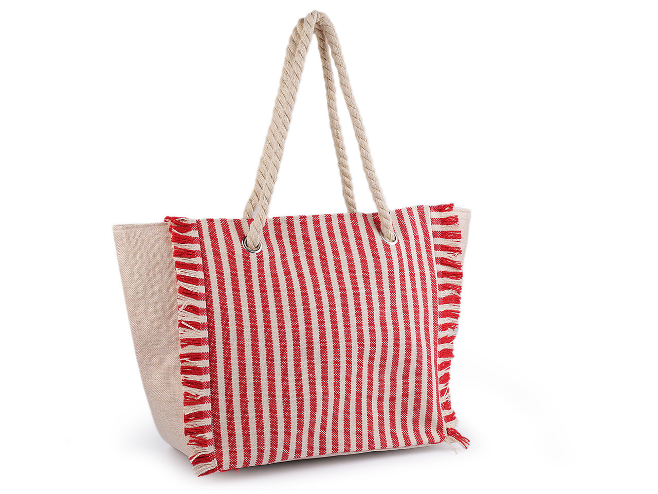 Letní / plážová taška s pruhy 33x52 cm, barva 2 červená
