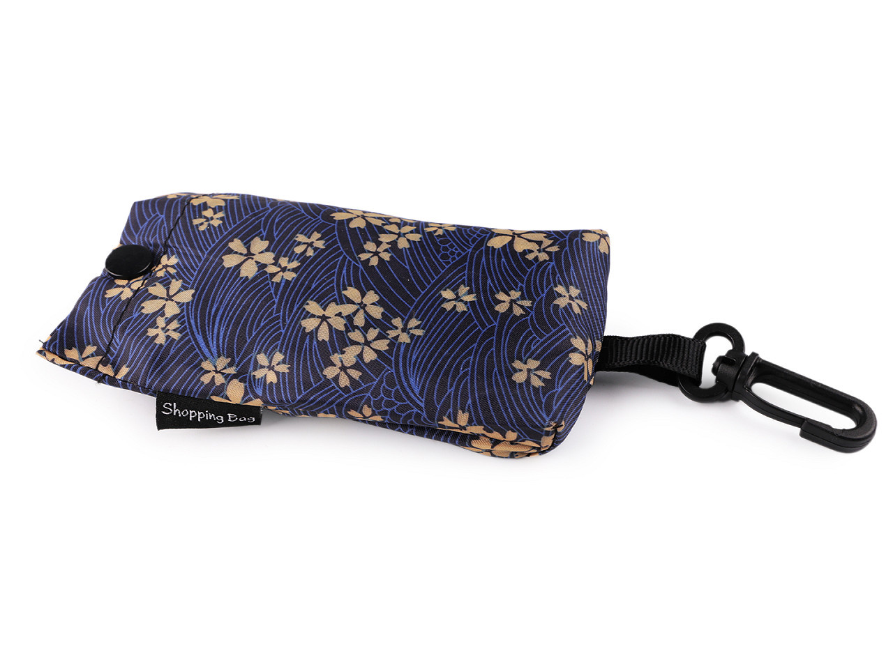 Skládací nákupní taška 45x40 cm, barva 9 modrá tmavá květy střapaté