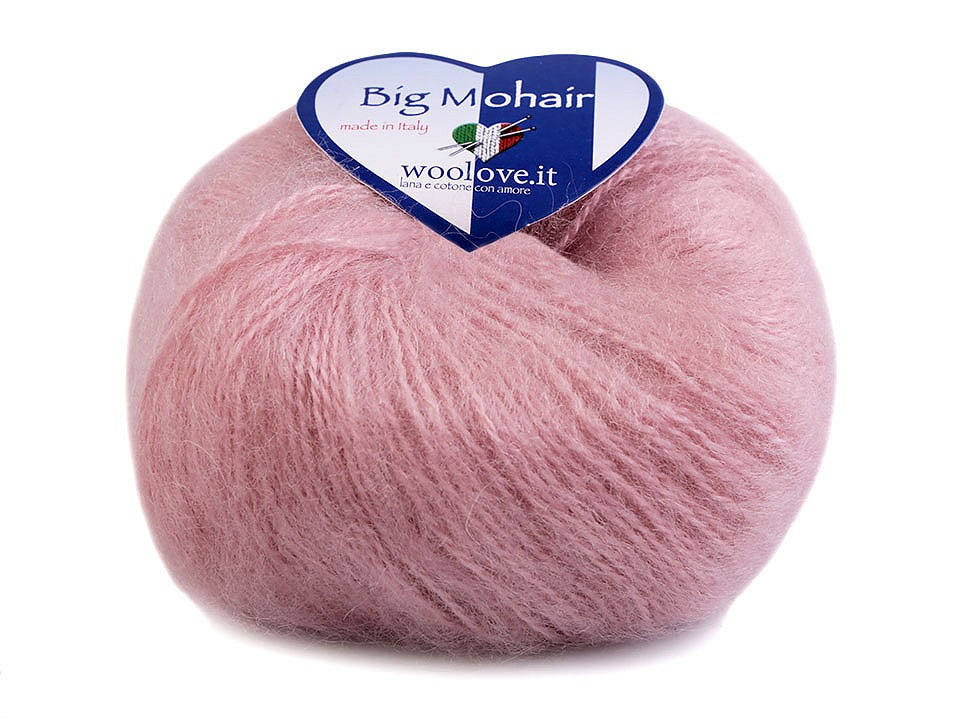 Pletací příze Big Mohair 25 g, barva 3 (148) starorůžová sv.