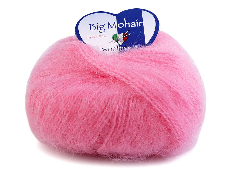 Pletací příze Big Mohair 25 g, barva 4 (14) růžová