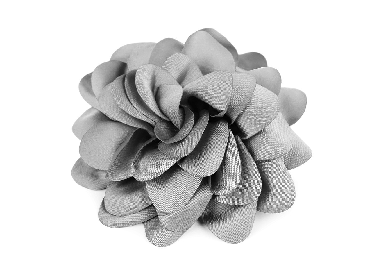 Brož / ozdoba do vlasů saténový květ Ø10 cm, barva 3 šedá