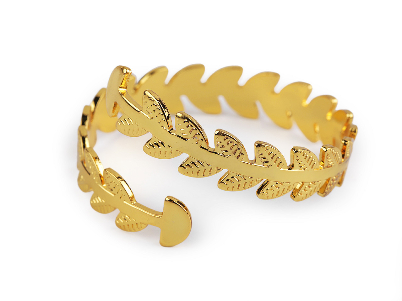 Kovový kroužek na ubrousek lístečky, barva 2 zlatá