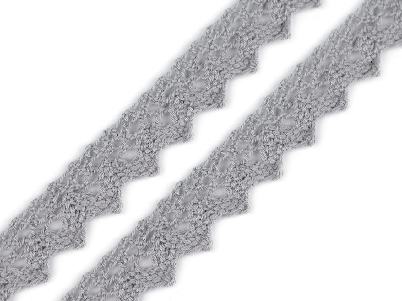 Bavlněná krajka paličkovaná šíře 15 mm, barva 26 šedá střední (bavlna)