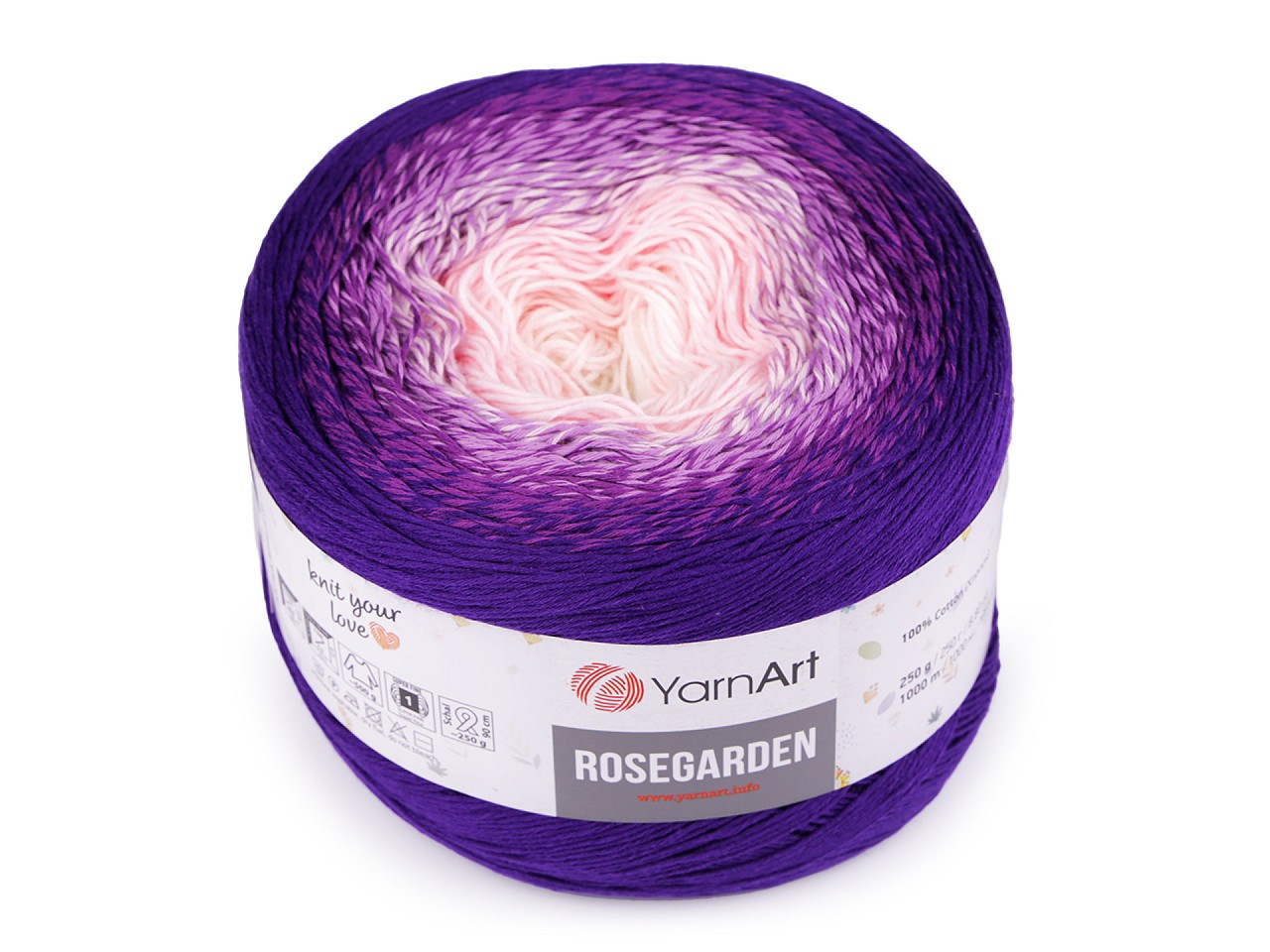 Bavlněná pletací příze Rosegarden 250 g, barva 3 (321) borůvková