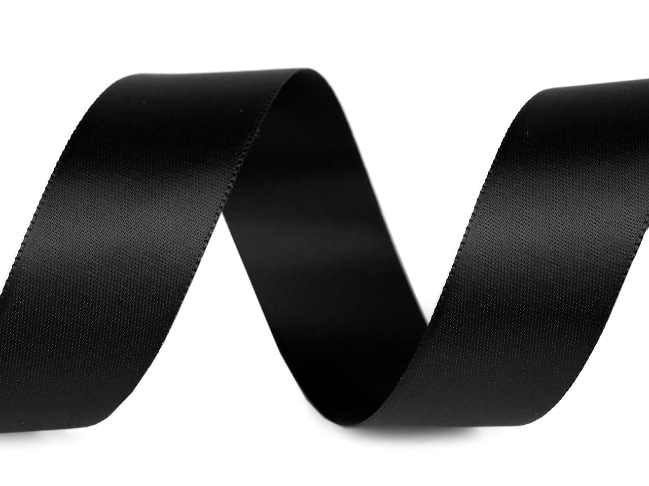 Atlasová hedvábná stuha oboulící šíře 24 mm matná, barva 900 černá