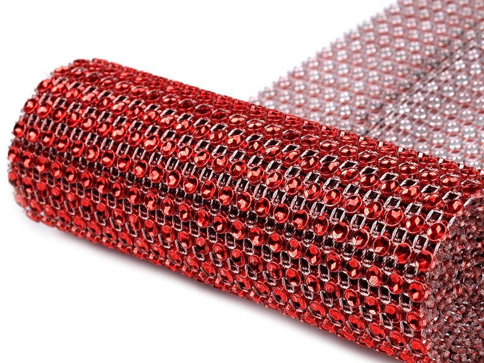 Diamantový pás / borta šíře 11,5 cm 2. jakost, barva 5 červená