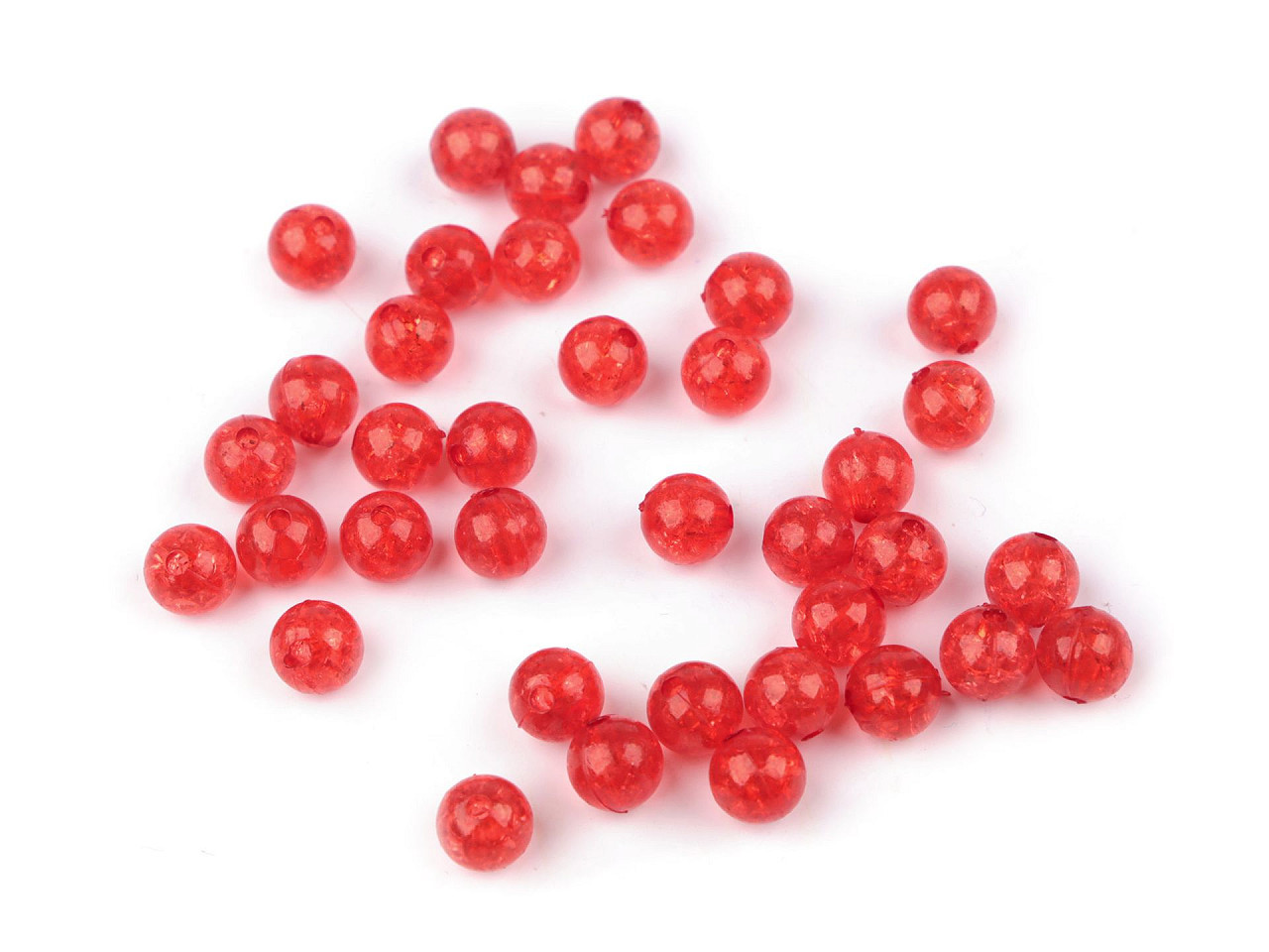 Plastové korálky kraklované Ø8 mm, barva 1 (3) červená jahoda